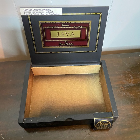 Java by corona madero Drew Estate Empty black wooden cigar box - Picture 4 of 8